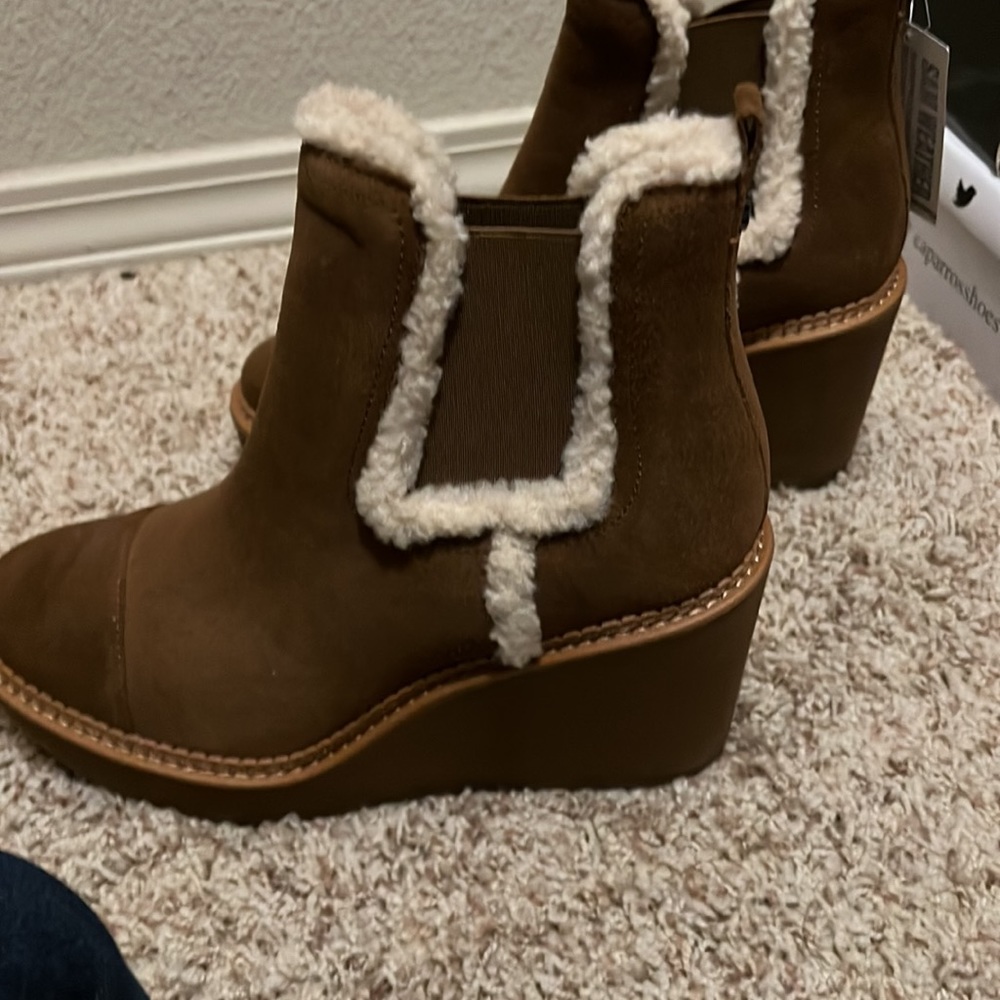 Sam Edelman Reagan Toffee Suede Wedge Boots size 9 1/2